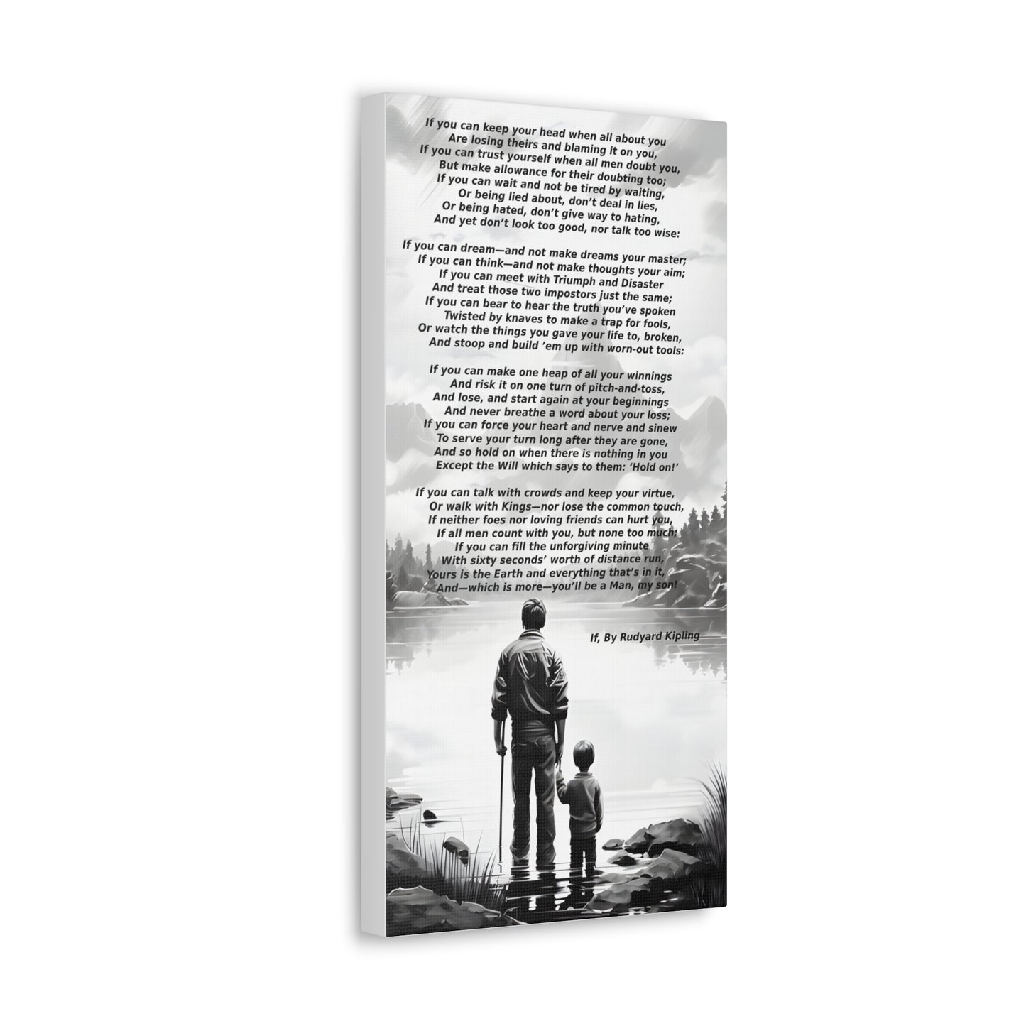 'If' by Rudyard Kipling - 10x20 Inspirational Canvas Print Wall Art